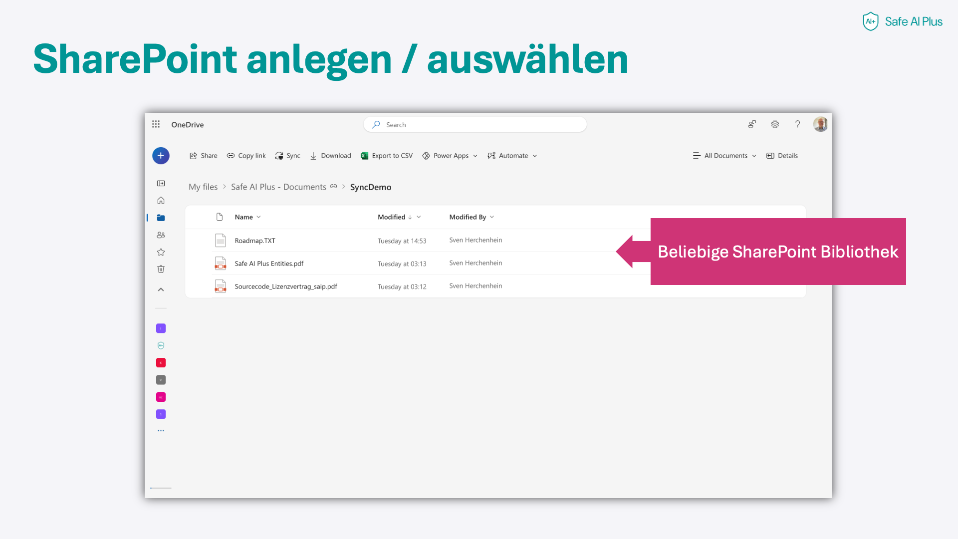 SharePoint-Bibliothek als Datenquelle auswählen