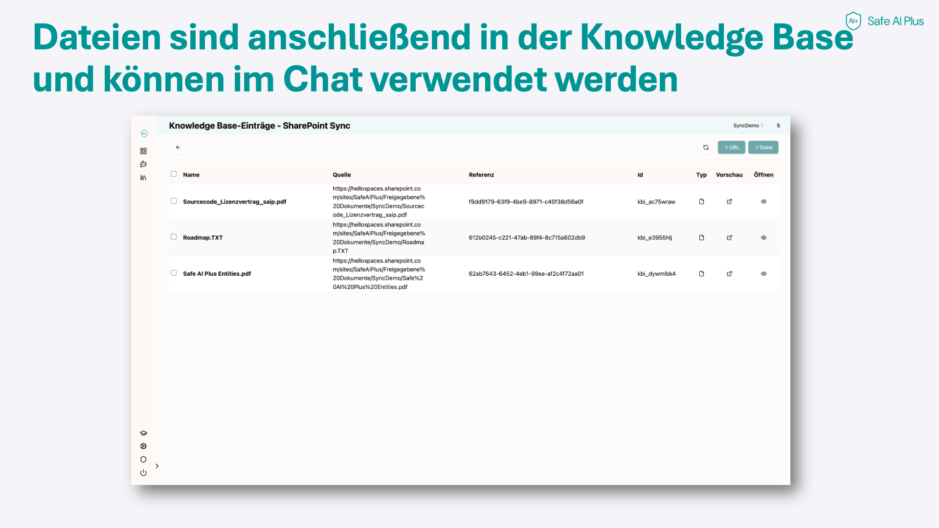 Dateien in der Knowledge Base nach Sync