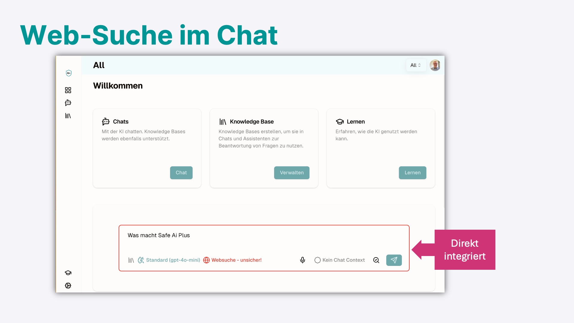 Dashboard mit integrierter Web-Suche